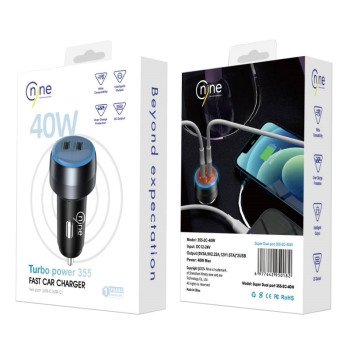 Nine 355-2C Φορτιστής Αυτοκινήτου 40W Γρήγορης Φόρτισης με Θύρες: 2xUSB TYPE-C - Μαύρο