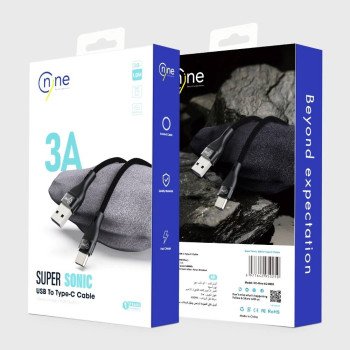 Nine 18W Super sonic 3A Καλώδιο φόρτισης δεδομένων USB-A σε USB-C  - Μαύρο