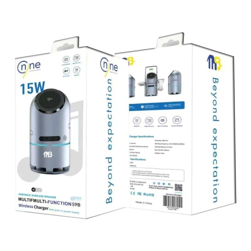 Nine S9B 15W 3 σε 1 ασύρματος φορτιστής για κινητό ρολόι και Airpods - Μαύρο