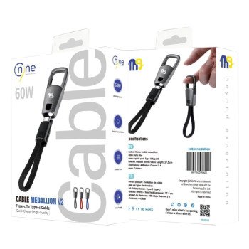 Nine 60W Medallion Καλώδιο φόρτισης δεδομένων Με μπρελόκ USB-C σε USB-C  - Μαύρο