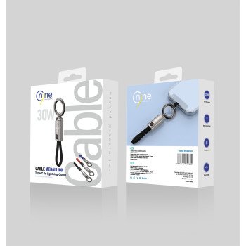 Nine 30W Medallion Καλώδιο φόρτισης δεδομένων Με μπρελόκ USB-C σε USB-Lightning  - Μαύρο