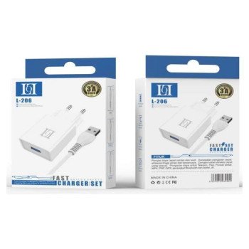 Lol L-206 3A Γρήγορη Φόρτιση Με Θύρα Usb-A Με Καλώδιο Usb-A Σε Lightning - Λευκό