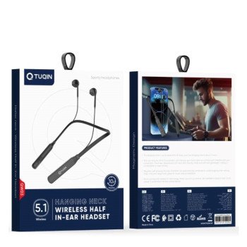 Tuqin QW03 In-ear Bluetooth Handsfree Ακουστικά με Αντοχή στον Ιδρώτα - Μαύρο
