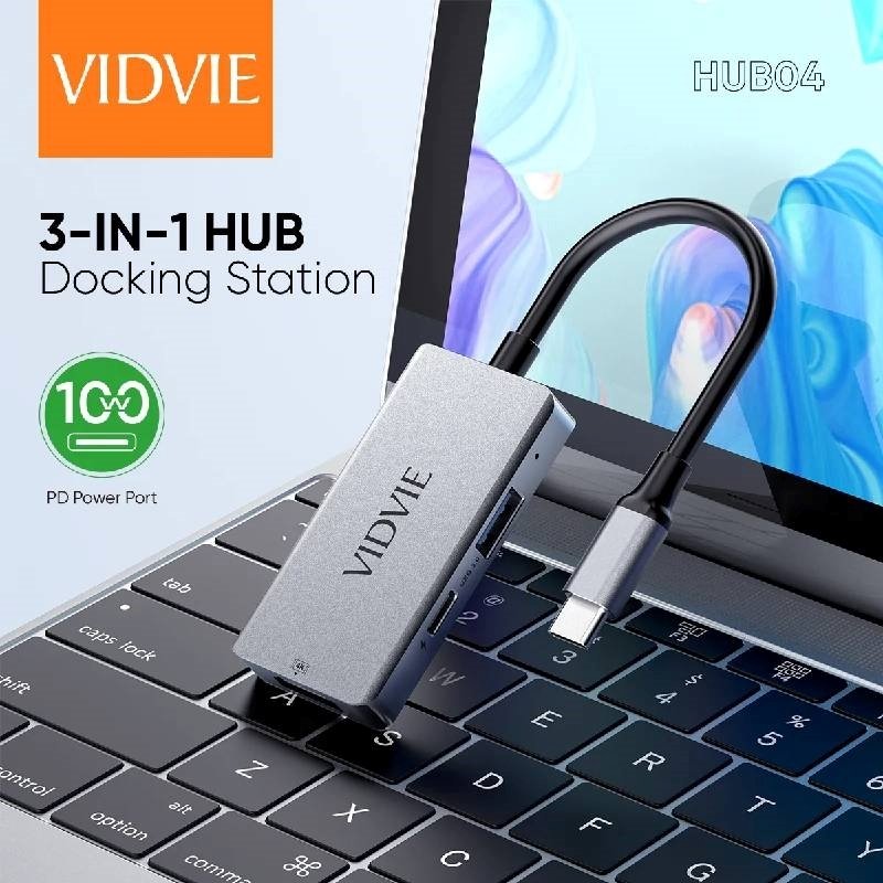 Vidvie 3IN1 USB-C Docking Station με HDMI 4K PD 100W Ασημί (HUB04)
