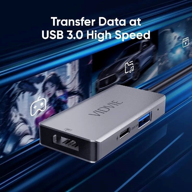 Vidvie 3IN1 USB-C Docking Station με HDMI 4K PD 100W Ασημί (HUB04)