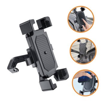 BYZ N20 Βάση Κινητού Μοτοσυκλέτας με Ρυθμιζόμενο Βραχίονα 4.7-7" για τον Καθρέπτη - Μάυρο