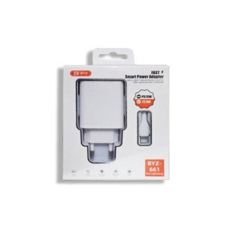 BYZ 661 PD20W Fast Charging Φορτιστής με Θύρα USB-C και Καλώδιο USB Lightning - Χρώμα: Λευκό