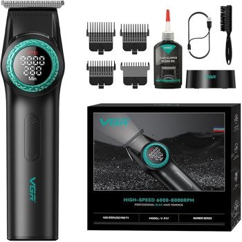 Vgr V-977 Επαγγελματική Επαναφορτιζόμενη Κουρευτική Μηχανή Με 4 Κλίπερς - Μαύρο