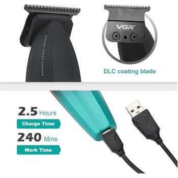 Vgr V-906 Επαγγελματική Επαναφορτιζόμενη Κουρευτική Μηχανή Με 3 Κλίπερς - Πράσινο