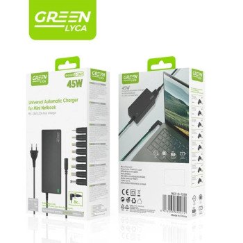 Green-Lyca G1269 45W Auto-Voltage Regulating Multi-Function Laptop Charger 8-Pin