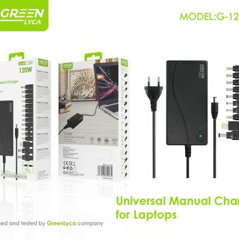 Green-Lyca G1268 120W Auto-Voltage Regulating Multi-Function Laptop Charger 10-Pin