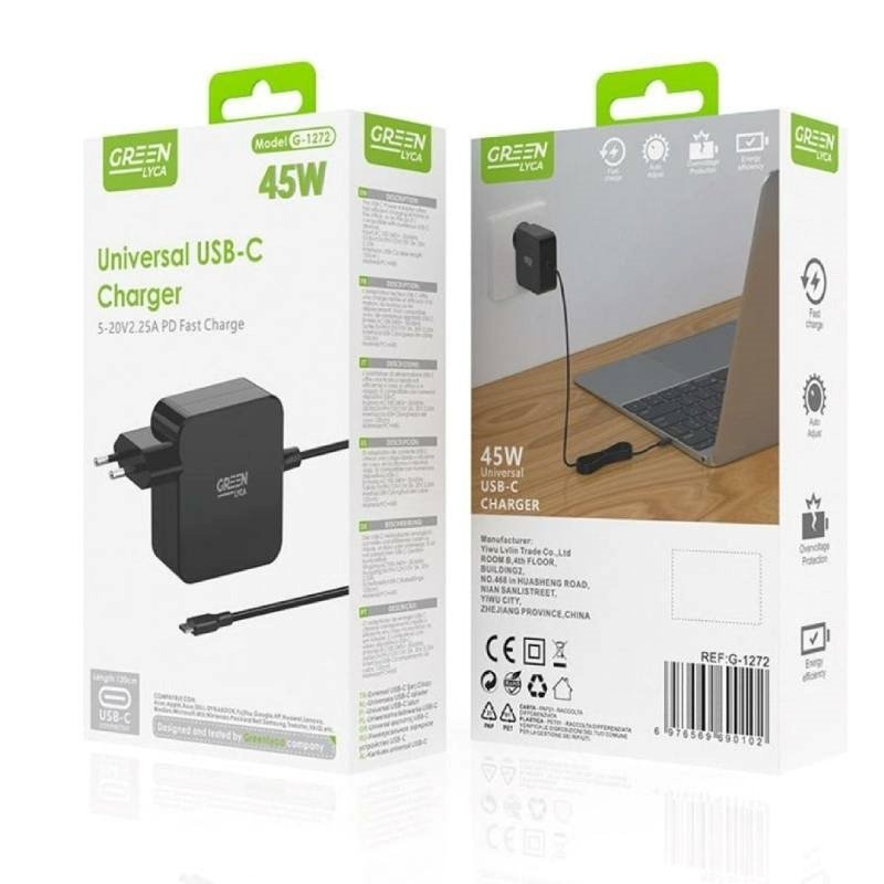 Green-Lyca G1272 USB-C PD 45W φορτιστής Τροφοδοτικό για Laptop-Notebook