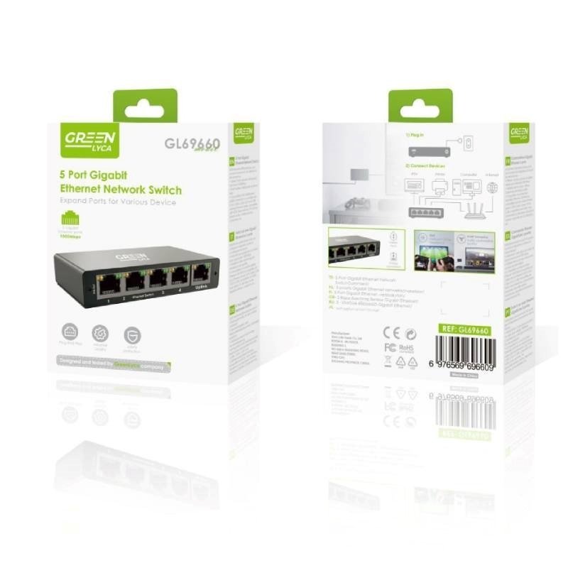 Green-Lyca GL69660 Διακόπτης δικτύου 1000mbps Gigabit Ethernet 5 θυρών