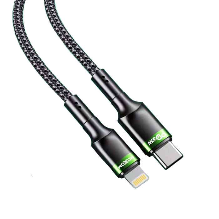 Moxom MX-CB117 PD Καλώδιο φόρτισης δεδομένων 30W από Type-C σε Lightning 1000mm - Χρώμα: Μαύρο