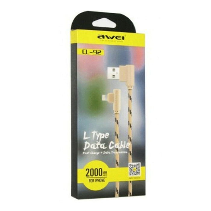 Awei CL-92 Καλώδιο Φόρτισης 2m Lightning L Type Fast Charging Data Cable - Χρώμα: Χρυσό