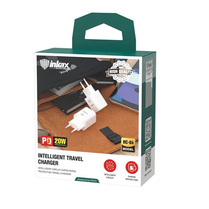 Inkax HC-04 PD 20W Αντάπτορας Φορτιστή με Θύρα Type C - Χρώμα: Λευκό